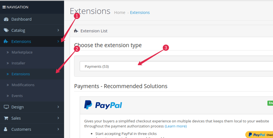 OpenCart Extension Payment