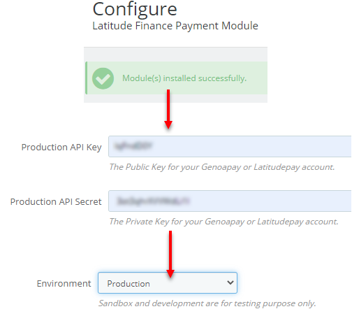 Latitude installation Payment Config image